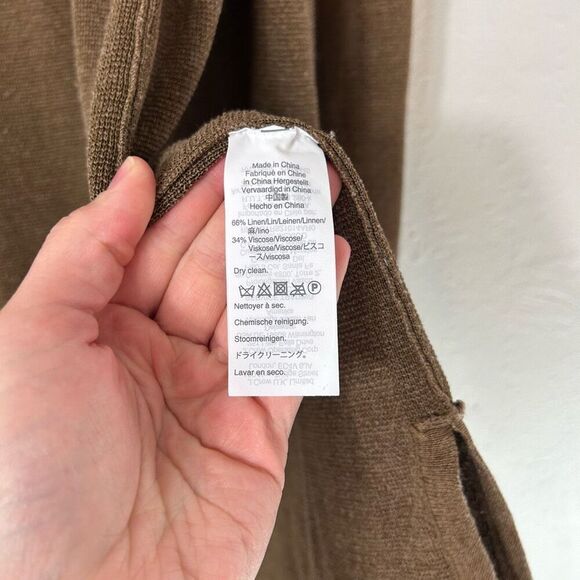 J. Crew M Juliette linen brown collarless knit cardigan sweater size small - Picture 7 of 7